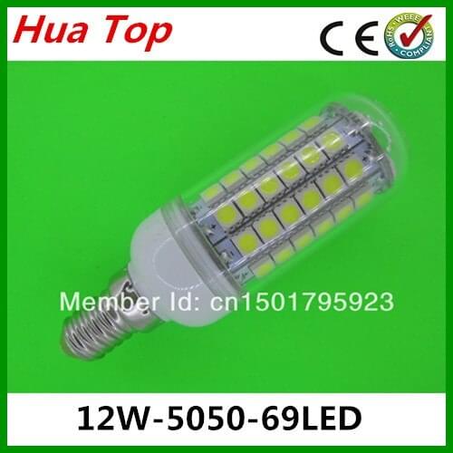 NEW lampada Mini E14 5050 69 LED Lamp 12W LED Corn Bulb 1100LM Cold white / Warm White 360 Degree Light Bulb Lamp Free shipping