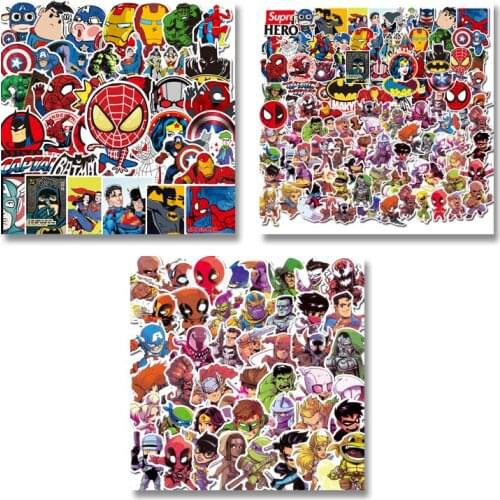 Marvel Comics 50 Pcs DIY Spider Man Hero Iron Travel Luggage Phone Guitar Fridge Laptop Kid Toy Waterproof Sticker