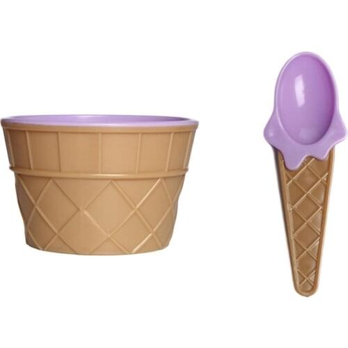 Cute Baby Ice Cream Bowl+Spoon Dishes Candy Color Bowls Spoon Reusable Bowls Summer For Kids Children Dessert Ice Cream Cup tool