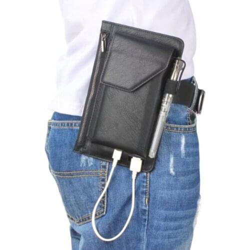 Hook Loop Man Belt Clip Zipper Card Pouch Dual Mobile Phone Leather Case For BlackBerry KEY2,For Galaxy A7 (2018),Asus ROG Phone