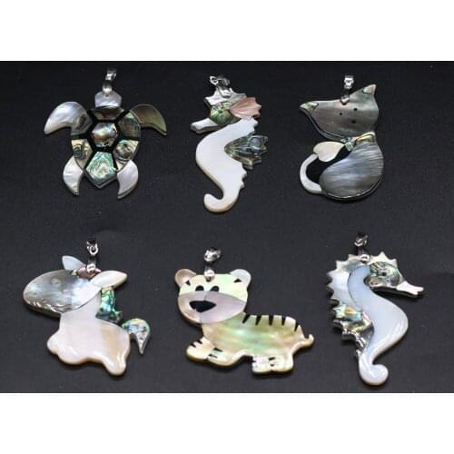 Natural Mother of Pearl Shell Pendant Cute Animal Abalone Shells Charms for Women Jewelry Making DIY Necklace Accessories Gift