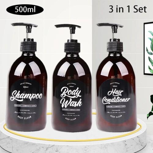 3 in 1 Nordic Bathroom Liquid Soap Dispenser Shampoo Bottle Body Wash Hair Conditioner Plastic Lotions Hand Press Soap Dispenser