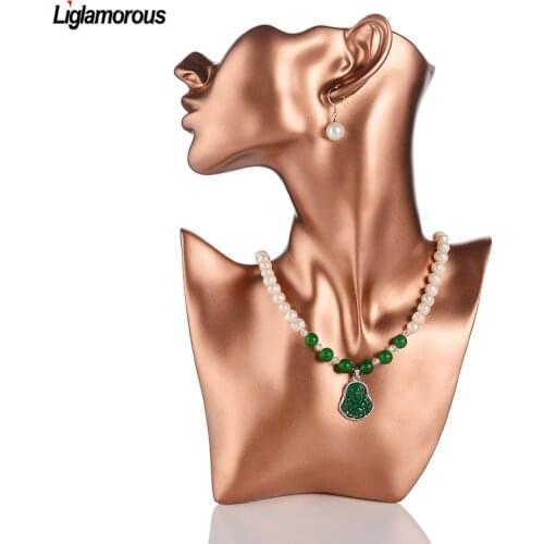 New Liglamorous 1PC Mannequin Half Head Eardrop Necklace Resin Jewelry Bust For Earring Display Mold Stand Rose Gold handiwork