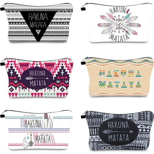 FUDEAM Polyester Africa HAKUNAMATATA Portable Women Storage Bag Toiletries Organize Cosmetic Bag Waterproof Female Make Up Bag