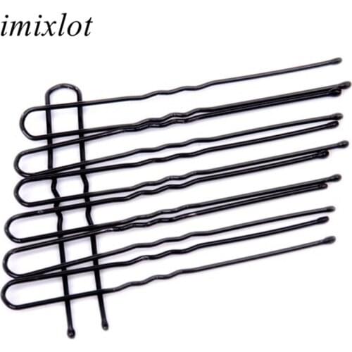 Imixlot 50pcs/set Simple Fashion Black Hairpins Women Girls Handmade DIY Wave Hair Clips Styling Tools Accessories
