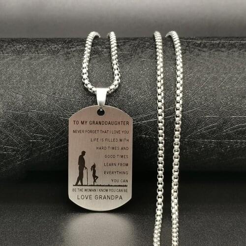 Family Stainless Steel Necklace Military Pendant A Gift From Mom and Dad’s Love for My Daughter and My Son’s Steel Color Jewelry