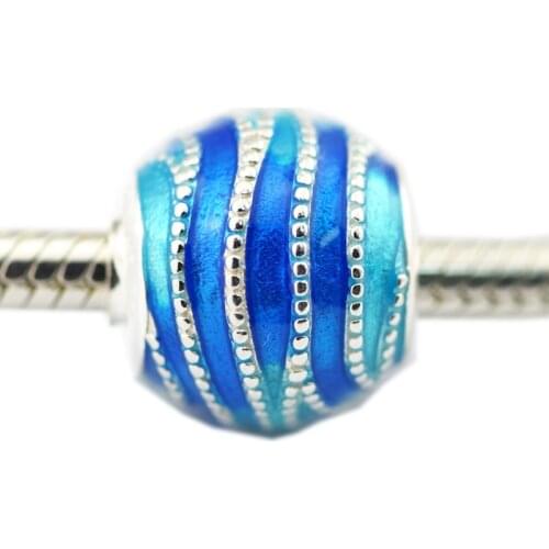Blue Swirls Charm Mixed Enamel Fashion Jewelry Making Sterling Silver Beads For Woman Fits Original 925 Silver Bracelets
