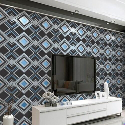 Beibehang Modern minimalist diamond square deerskin wallpaper 3D thick embossed geometric graphic background Papel de parede