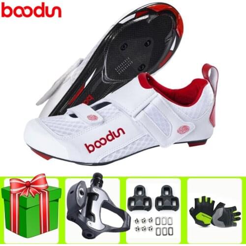 BOODUN Ultralight Carbon Fiber Cycling Shoes Road Bike Shoes Breathable Self-Locking Reflective Carbon Sole Bicycle Bicicleta