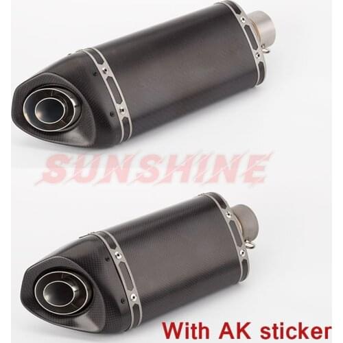 Motorcycle Exhaust Universal Muffler Pipe Escape Moto Pitbike Motorcross Modified Carbon Fiber For NINJA 650 MT09 Z800 MT07 Z900