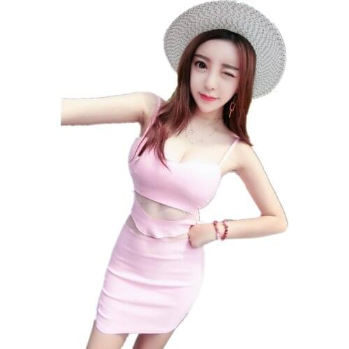 ZB2924 2020 summer new womens fashion halter see-through net tight sexy low bust dress cheap wholesale