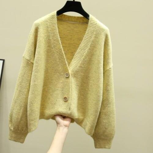 2021 Autumn Winter Solid Cashmere Sweater Cardigan Women Casual Cardigan Korean Fashion Winter Knit Jacket Sueters Mujer 17192