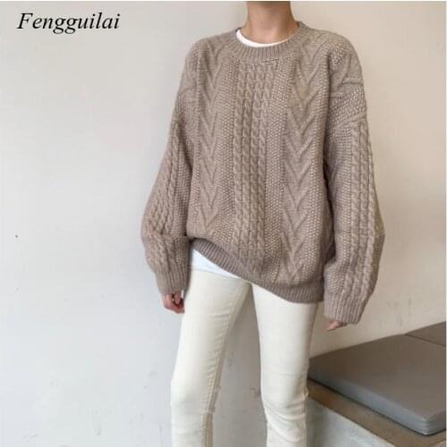 2021 New Winter Spring Women Sweaters Pullovers Minimalist Knitting Elegant Casual Loose Ladies Vintage Tops