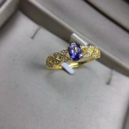 Natural Tanzanian stone ring 925 sterling silver ring ring female ring fashion style can be determined as a dead button
