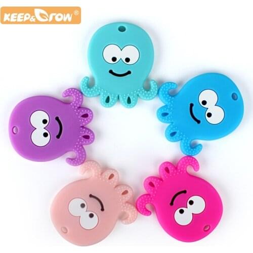 Keep&Grow 1pc Octopus Baby Teether Soft Texture Baby Teething Toys DIY Nursing Accessories Food Grade Rodent Silicone