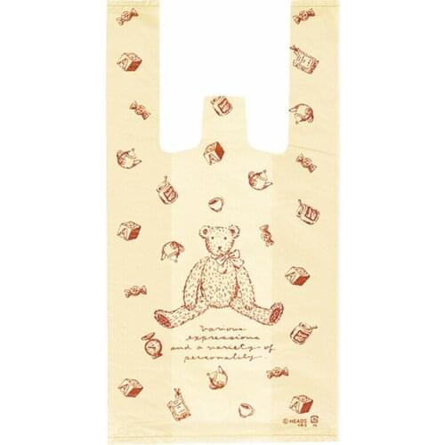 100pcs/pack Cute Bear Plastic Bags Shopping Bag Supermarket Plastic With Handle Biscuits Candy Packaging Convenient For Food