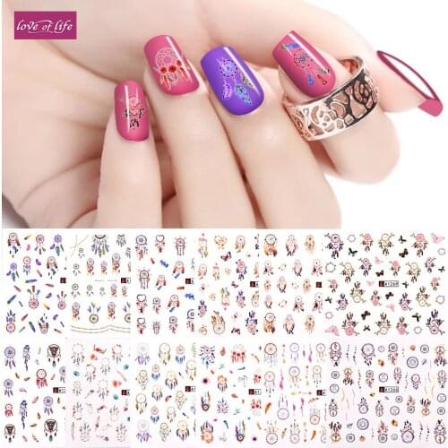 12pcs Water Transfer Dreamcatcher Nail Art Sticker Wrap Set Colorful Wind Chimes/Windmill/Feather Fantasy For DIY Nails