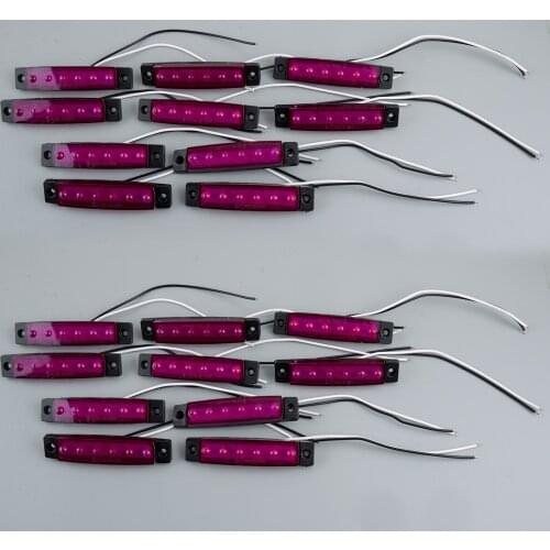20Pcs Purple 6 LED Boat Truck Trailer Side Marker Indicator Light Rock Lamp for Universal Cars Trucks Boats Trailers DC 12V-24V