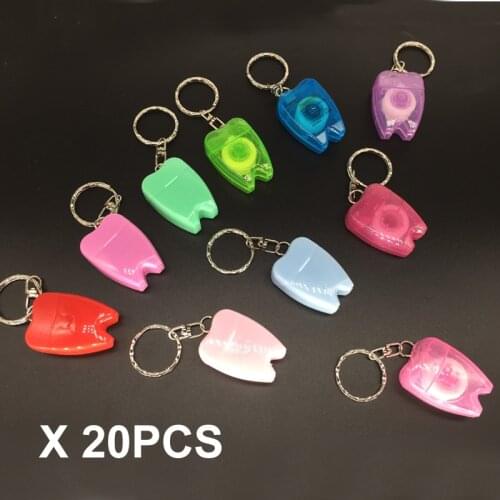 20pcs/set Tooth-Shaped Key Chain Type Flat-Line Portable Dental Floss Gum Care Dental Gift