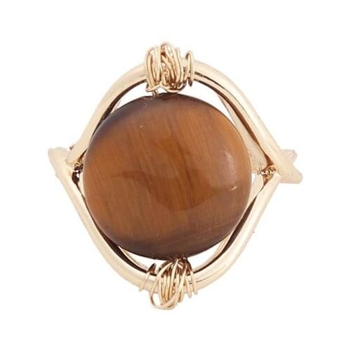 2021 Ins Gold Metal Handmade Wired Oval Resin Stone French Royal Finger Rings Trendy Korean Fashion Women Party Jewelry