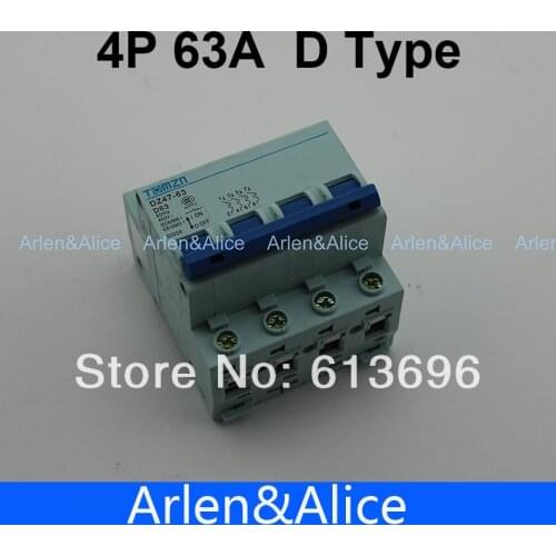 4P 63A D type 240V/415V Circuit breaker MCB 4 POLES