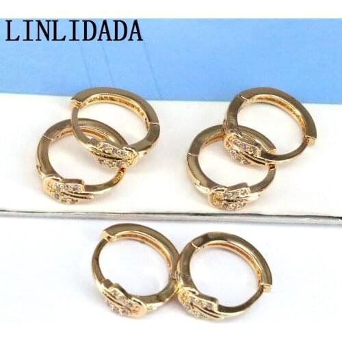 5 Pairs, Gold Color Micro Pave CZ Zircon Circle Women Earring Temperament Buckle Earrings Birthday Gift