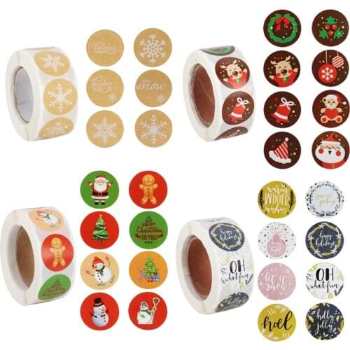 500pcs/roll Merry Christmas paper stickers gift box Sealing Sticker label xmas navidad Noel 2020 Christmas decorations for home