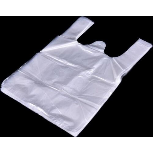 52Pcs Transparent Bags Shopping Bag Supermarket Plastic Bags With Handle Food Packaging Bags 20*30cm