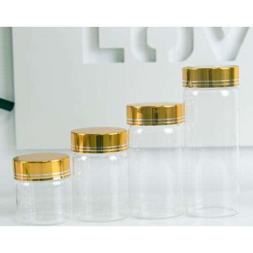 6Pcs Clear Glass Bottles Empty 50ml 80ml 100ml 150ml Process Tank Golden Tangent of Spiral Plastic Cover Fashion Design Vials