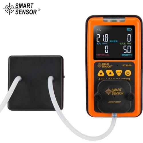 Smart Sensor ST8900B Multi Gas Detector Oxygen O2 Hydrothion H2S Carbon Monoxide CO Combustible Analyzer With Sampling Pump