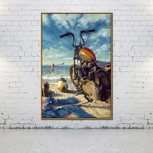 Artcozy Oil Canvas Painting For Home Decoration motocycle studios Wall Art