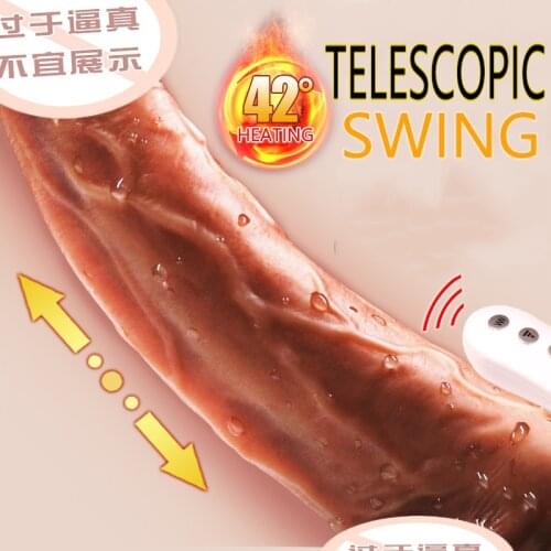 Wireless Remote Control Telescopic Heating Dildo Vibrator Soft Realistic Penis With Suction Cup Swing Dildos Sex Toys For Women