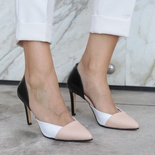 Mio Gusto Brand BRIEN, Black / Skin / Metallic / Powder / Gold Colors; 8Cm Heel-height, Quality Women 's Stiletto Pumps Shoes