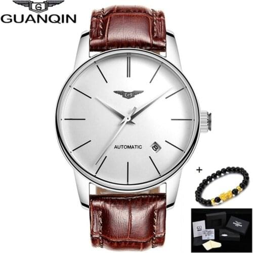 Reloj Hombre GUANQIN Automatic Mechanical Watch Men Luxury Leather Mens Wrist Watches Man Waterproof Male Clock 2019