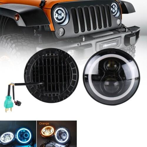 Black Round 7 inch Led motorcycle Headlight 45W Fit For Jeep-Wrangler TJ JK Hummer-H1 H2 Or Moto High and low beam white lights