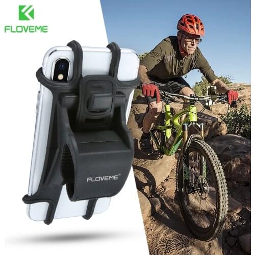 FLOVEME Bike Bicycle Phone Holder Universal Motorcycle Mobile Cell Phone Holder Stand Handlebar Clip Soft Silicone Mount Bracket