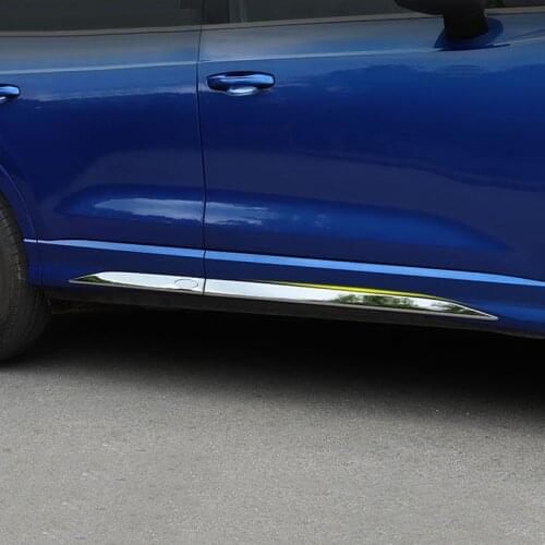 For Audi Q3 2019-2021 Stainless Exterior Side Door Body Molding Strips Protector Cover Trim Car Styling