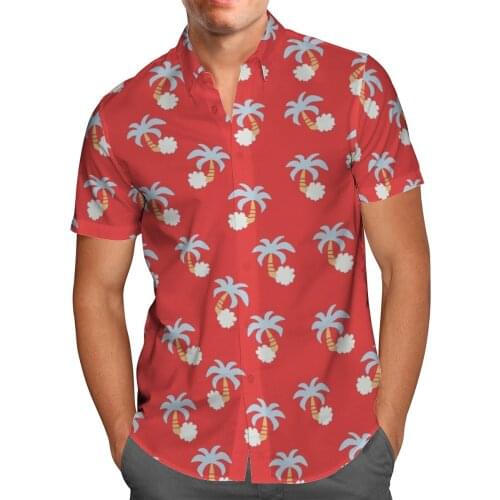 Coconut Tree 3D Beach Hawaiian 2021 Summer Red Shirt Short Sleeve Shirt Sports Streetwear Oversized Camisa Social Chemise Homme