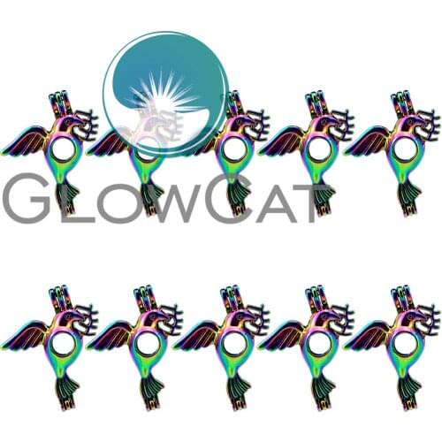 GLOWCAT 10x C62 Rainbow Color Peace Birds Beads Cage Jewelry Making Essential Oil Diffuser Aroma Pearl Cage Locket Pendant