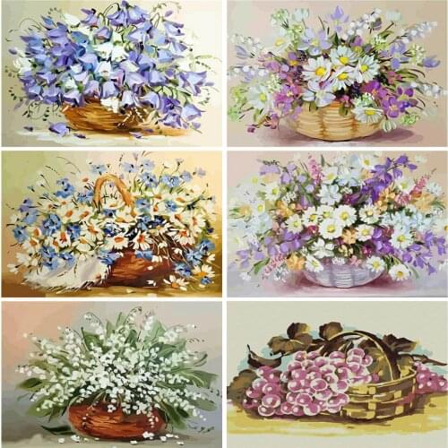 HUACAN Painting By Numbers Flower Acrylic Hand Painted Drawing On Canvas Pictures Home Decoration Gift