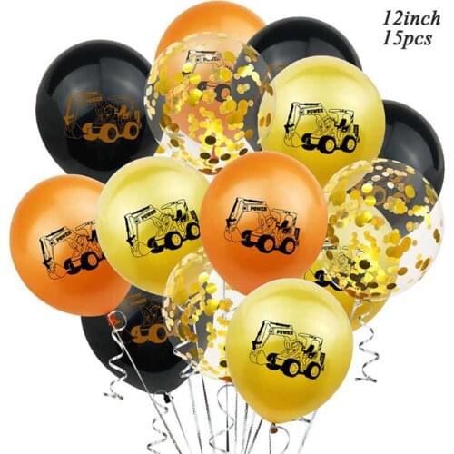 Construction Birthday Decoration Vehicle Truck Banner ExcavatorLatex Ballons Birthday Party Decorations Kids Baby Shower Favors