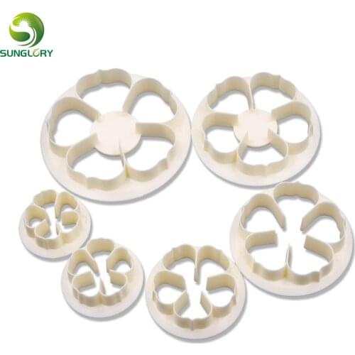 Kitchen DIY 6PCS Plastic Gum Paste Flowers Cookie Cutter Baking Decoration Sugarcraft Cookie Mold Fondant Cake Decorating Tools
