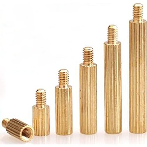 M2 Brass Round Knurled Male Female Standoff Stud Pillars Spacers Screws For PCB Motherboard Surveillance Cameras M2*L+3mm