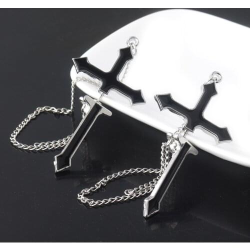 Fashion Cross Earrings Vintage Punk Black Earrings Rock Long Chain Women Drop Earrings For Girl Boy Unisex Brincos Jewelry Gift