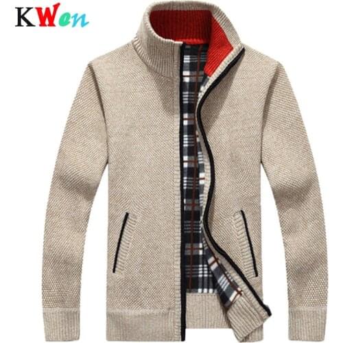 Mens Sweaters Autumn Winter Sweater Jackets Warm Thick Velvet Cardigan Coats Male Clothing Casual Knitwear US Size XS-XL