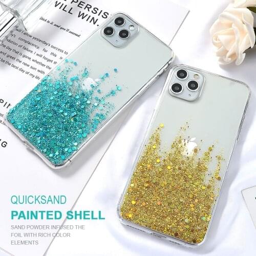 For Iphone 11 Case Glitter Sequins Iphone 12 Pro Max Mini XS XR X 7 8 Plus SE 2020 SE2 6 6s 10 Funda Iphone11 Soft Silicon Cover