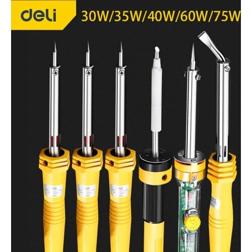 DELI Soldering Iron Kit Adjustable Temperature 220V 75W Soldering Station Welding Tools Ceramic Repair-Tool Heat-Pencil