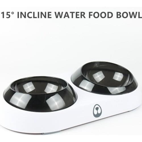 Non-Slip Dog Bowl 15° Inclined Water Bowls Puppy Slow Food Feeder Protect Cervical Spine Double Bowls Cats Dispenser Pet Product