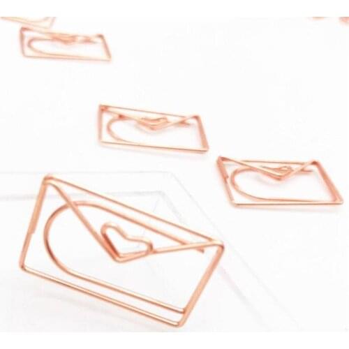 New 1000pcs/lot Rose Gold Love Paper Clip Creative Special-shaped Modeling Clip Metal Paperclips Metal Paper Clips Bookmark