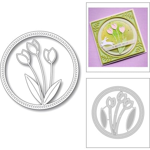 2020 New Round Frame Edge Embossing Rose Flower Background Metal Cutting Dies For DIY Scrapbooking Greeting Card Making No Stamp